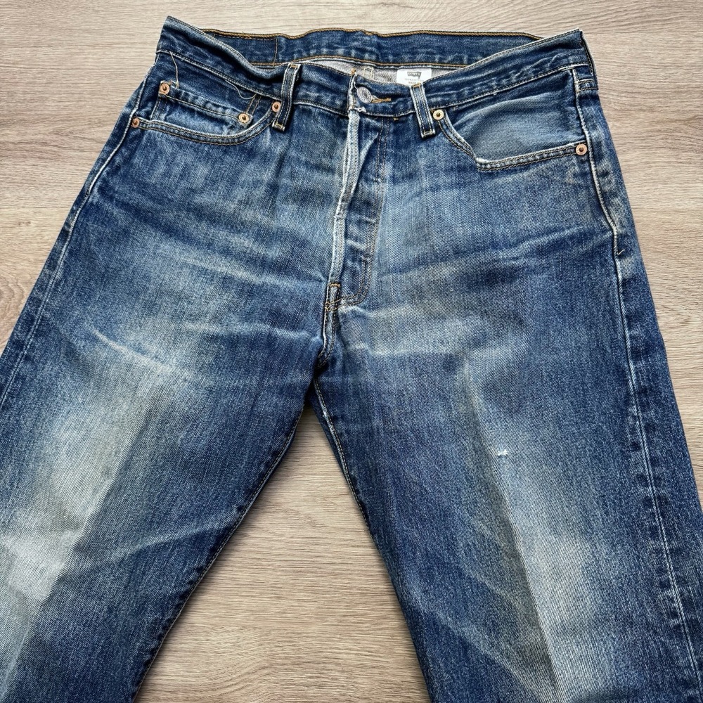 VTG Levis 501 Jeans Mens Distressed Blue 501-0115 Tag 34x30 Fits 32x28 Y2K 2005